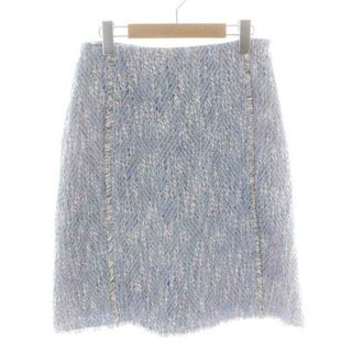 セオリー(theory)のセオリー OCEAN TWEED FRINGE SKT スカート 0 S 水色(ひざ丈スカート)