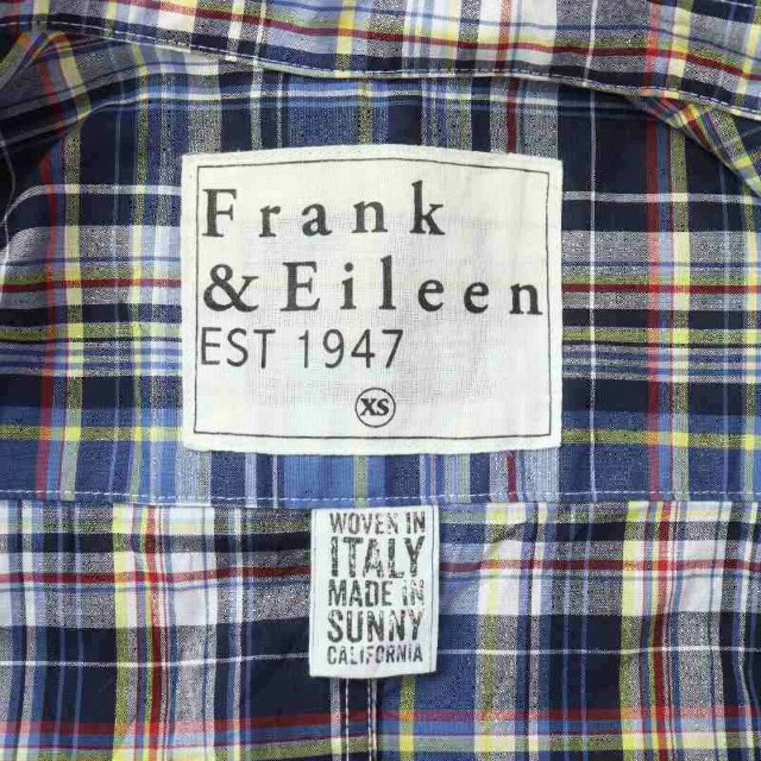 Frank&Eileen(フランクアンドアイリーン)のフランク&アイリーン シャツ 長袖 スキッパー チェック XS 紺 ネイビー 白 レディースのトップス(シャツ/ブラウス(長袖/七分))の商品写真