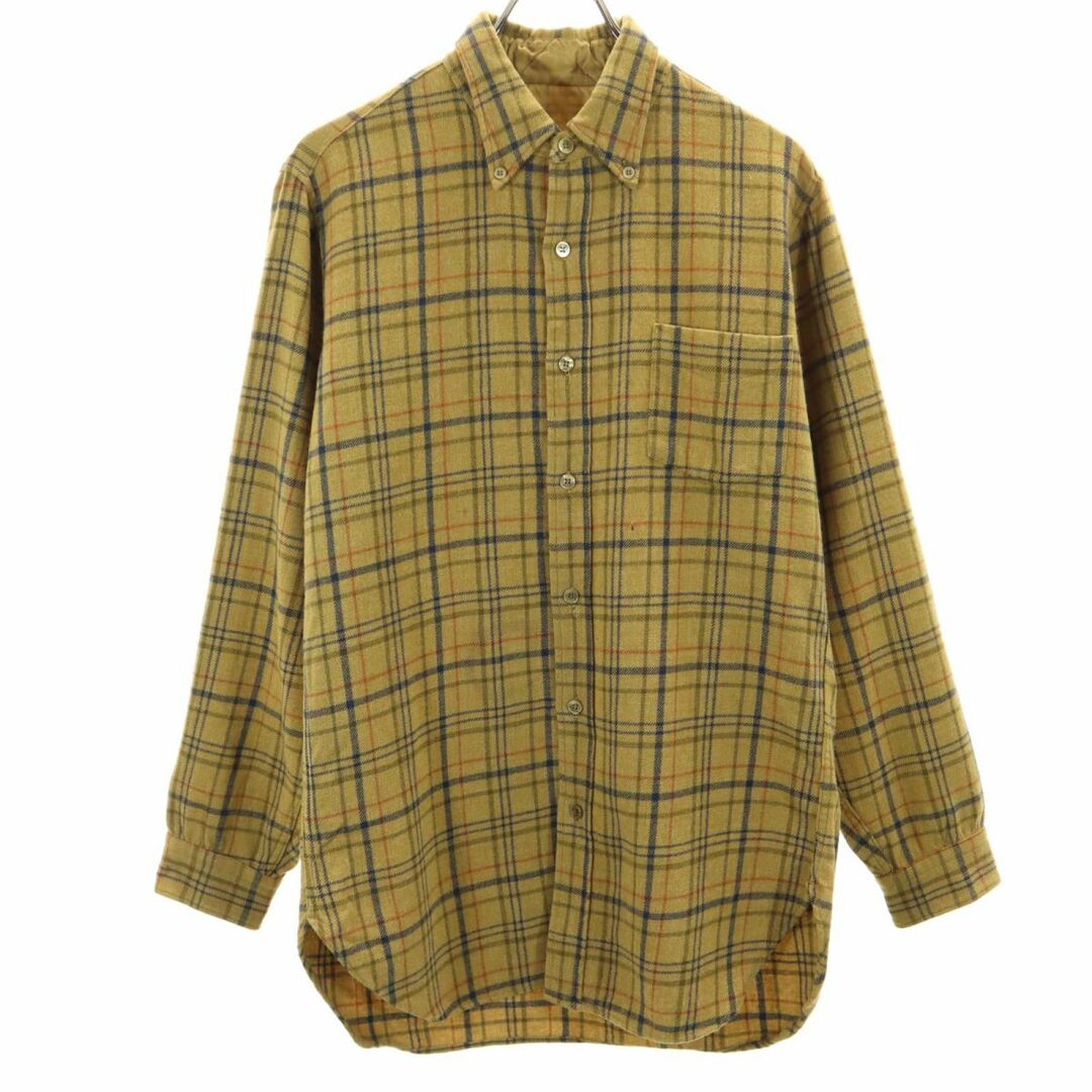 46cm素材ペンドルトン 70s ヴィンテージ チェック柄 長袖 ウール ボタンダウンシャツ L ブラウン系 PENDLETON メンズ  【240116】