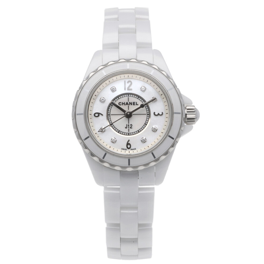 CHANEL(シャネル)の【1年保証】シャネル CHANEL J12 腕時計 シェル 8Pダイヤ ホワイトセラミック  中古 レディースのファッション小物(腕時計)の商品写真