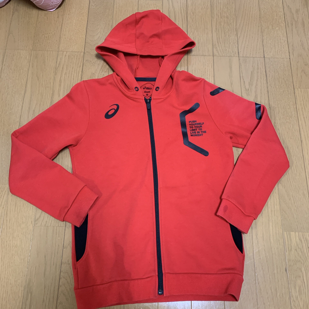 asics(アシックス)のasics☆ジャージ☆上☆150 ☆赤☆レッド キッズ/ベビー/マタニティのキッズ服男の子用(90cm~)(ジャケット/上着)の商品写真