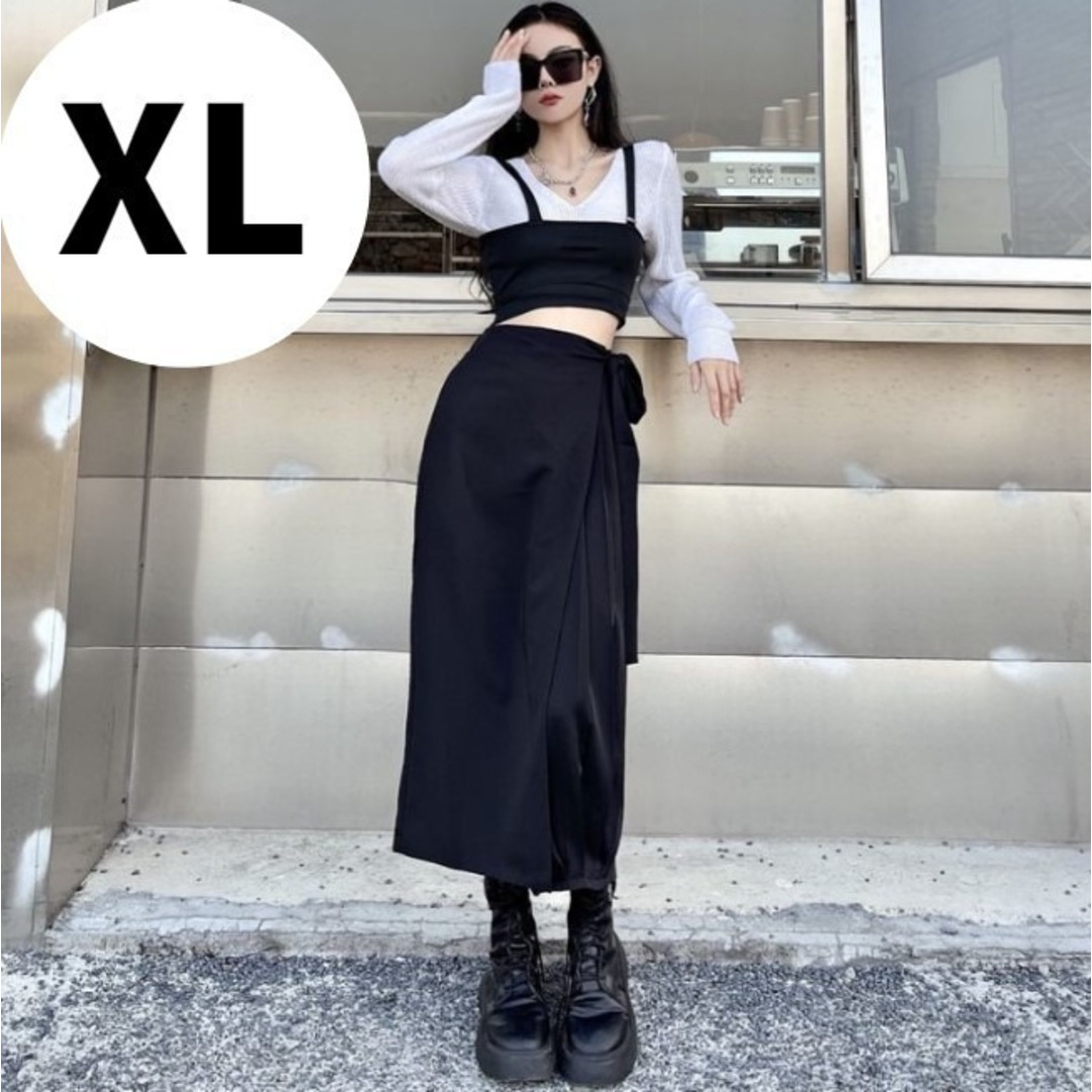 【大人気♪】XLサイズ　レディース　パンツ　スカート　スカンツ　ブラック レディースのスカート(ロングスカート)の商品写真