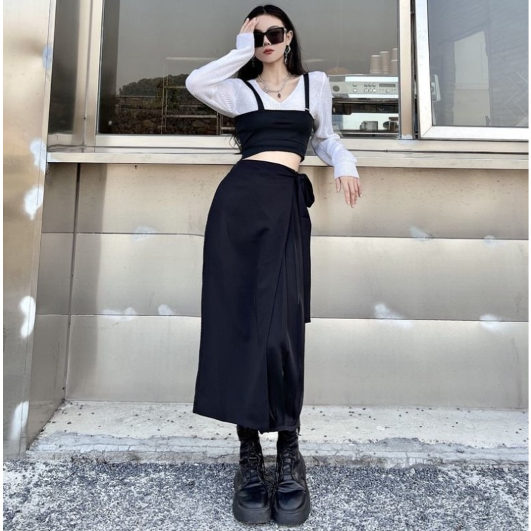 【大人気♪】XLサイズ　レディース　パンツ　スカート　スカンツ　ブラック レディースのスカート(ロングスカート)の商品写真