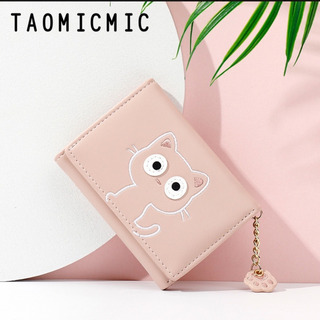 【爆売商品⭐︎】ピンク　ネコ　財布　カードケース　コンパクト　猫　ミニ財布(小物入れ)