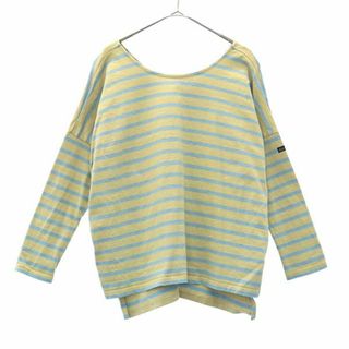 ルミノア(Le Minor)のルミノア ボーダー 長袖 Tシャツ 1 ベージュ×ブルー Le minor ロゴタグ レディース 古着 【240116】 メール便可(Tシャツ(長袖/七分))