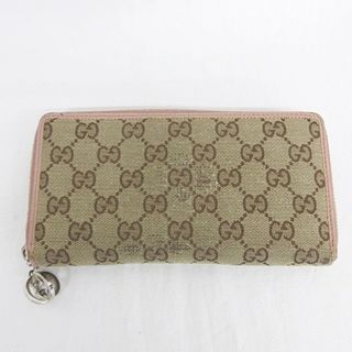 グッチ(Gucci)のグッチ GUCCI 長財布 GG柄 GGキャンバス ファスナー ベージュ ピンク(財布)