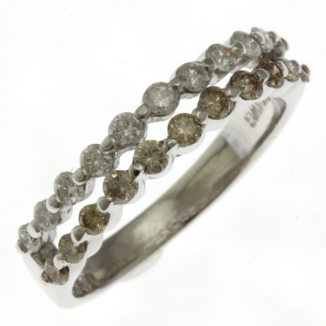 リング 指輪 11号 18金 K18ホワイトゴールド ダイヤモンド 0.32ct /0.31ct レディース 中古