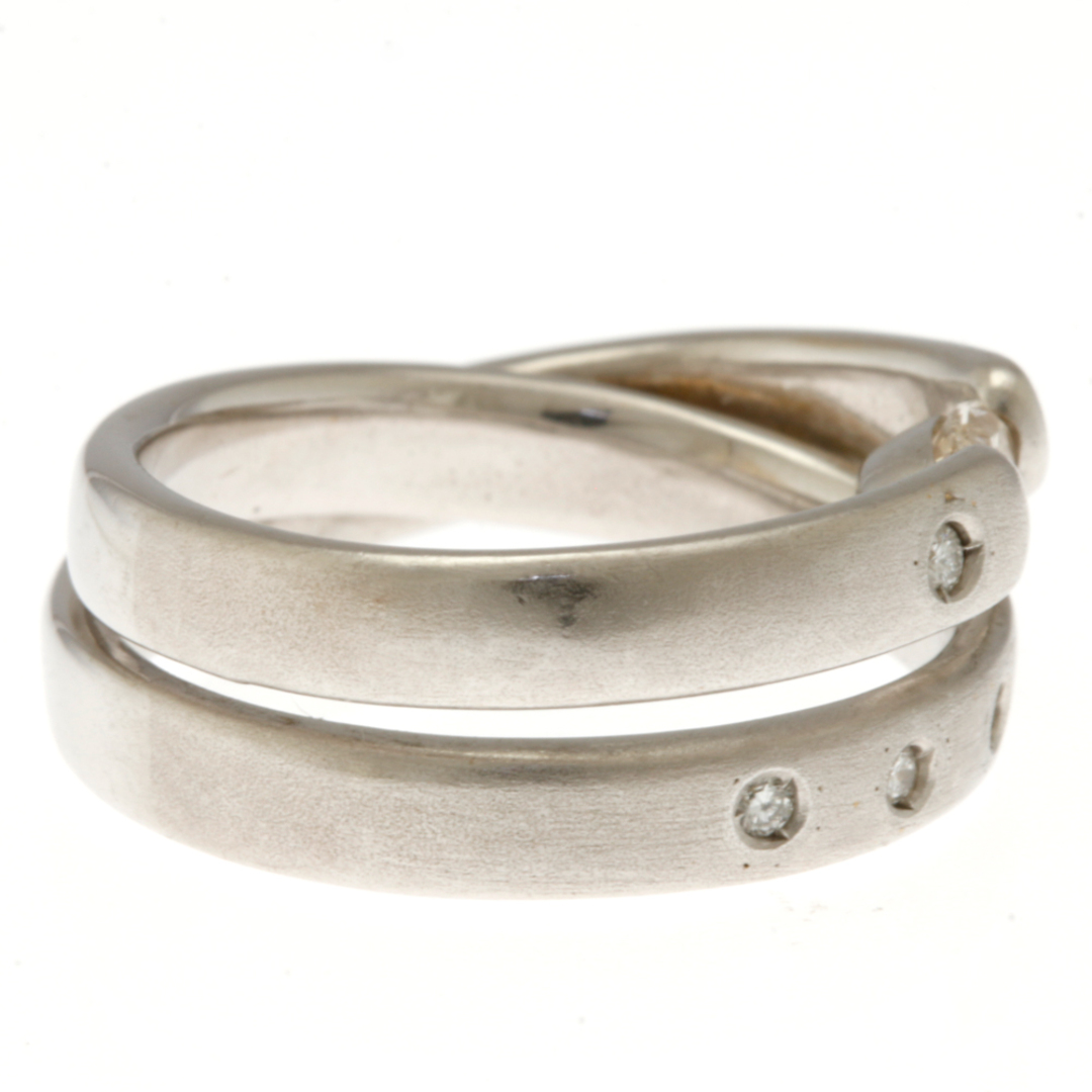 リング 指輪 12.5号 18金 K18ホワイトゴールド ダイヤモンド 0.35ct/0.08ct つや消し 2連風 レディース 中古 レディースのアクセサリー(リング(指輪))の商品写真