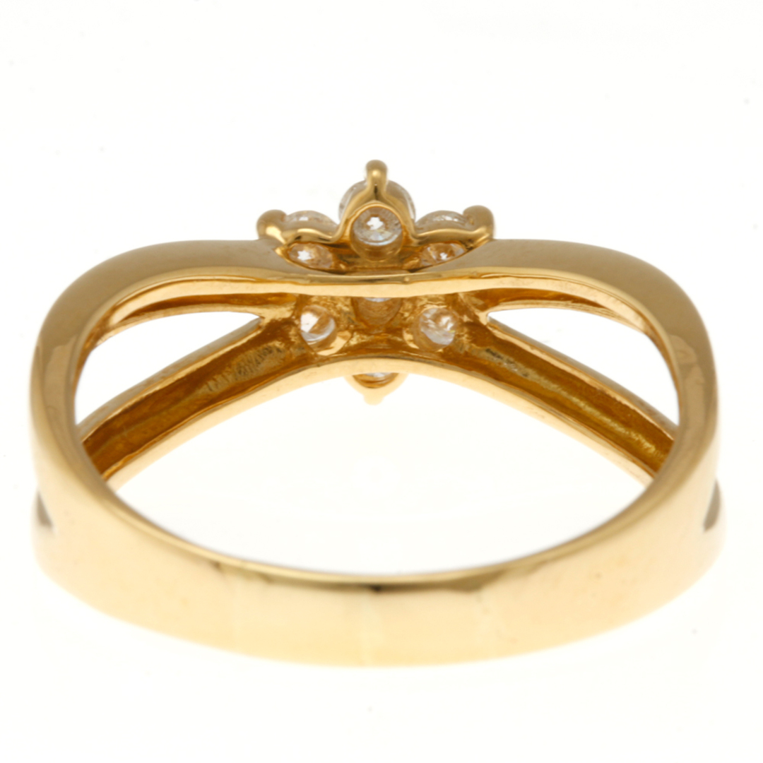 リング 指輪 16号 18金 K18イエローゴールド ダイヤモンド 0.37ct 花 フラワー レディース 中古 レディースのアクセサリー(リング(指輪))の商品写真