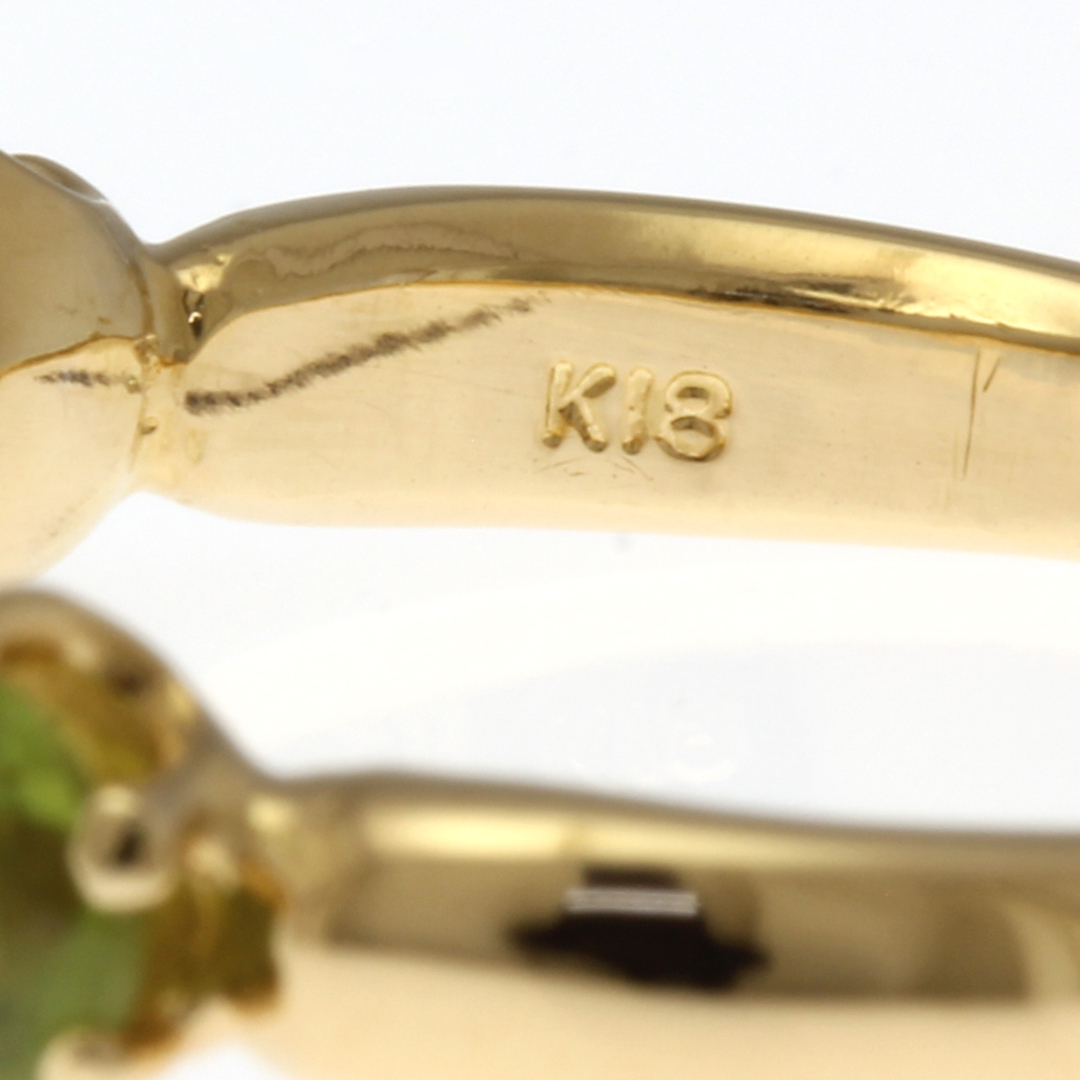 リング 指輪 10.5号 18金 K18イエローゴールド ペリドット ピンクトルマリン レディース 中古 レディースのアクセサリー(リング(指輪))の商品写真