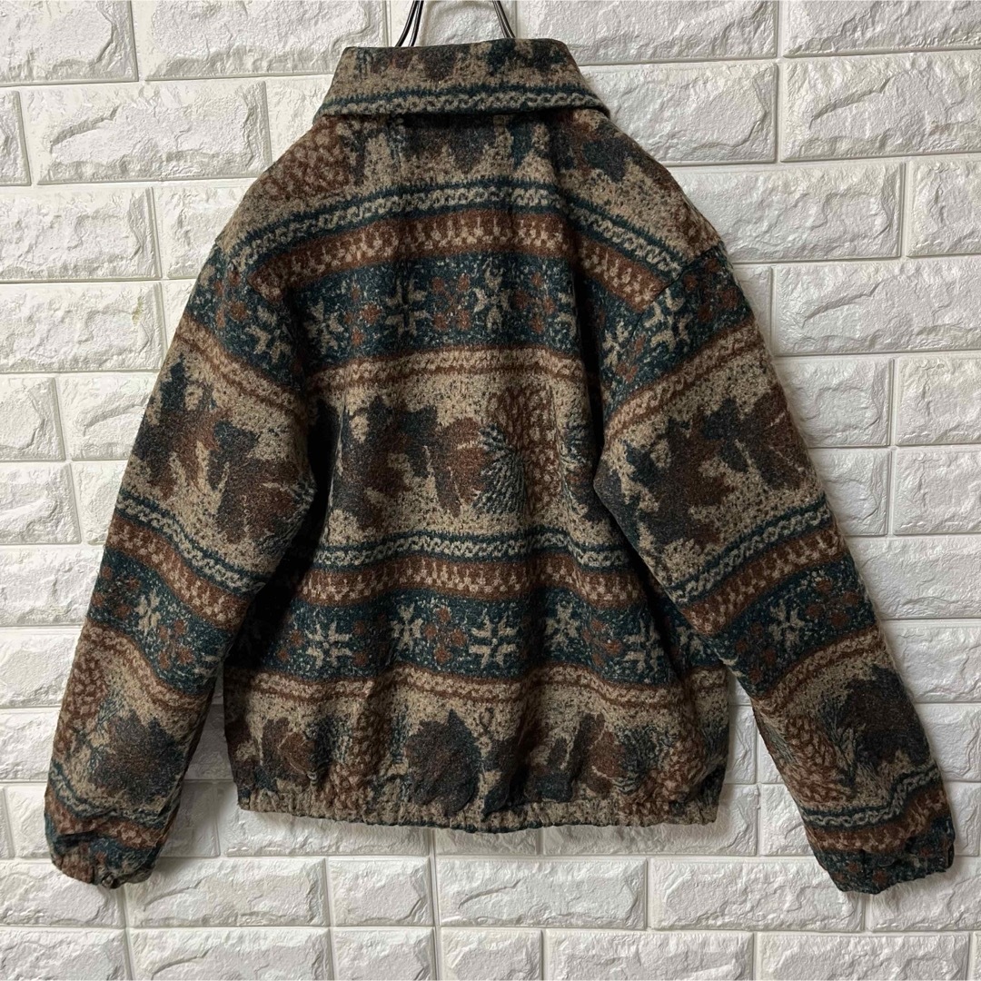 WOOLRICH(ウールリッチ)の【WOOLRICH】ウールリッチ ジップブルゾン フリース地 総柄 アースカラー レディースのジャケット/アウター(ブルゾン)の商品写真