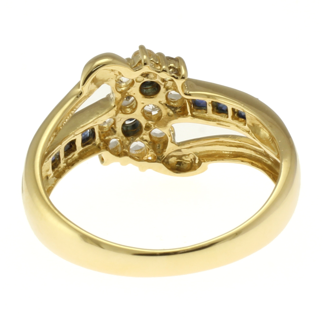 リング 指輪 12号 花 フラワー 18金 K18イエローゴールド サファイア レディース 中古 レディースのアクセサリー(リング(指輪))の商品写真