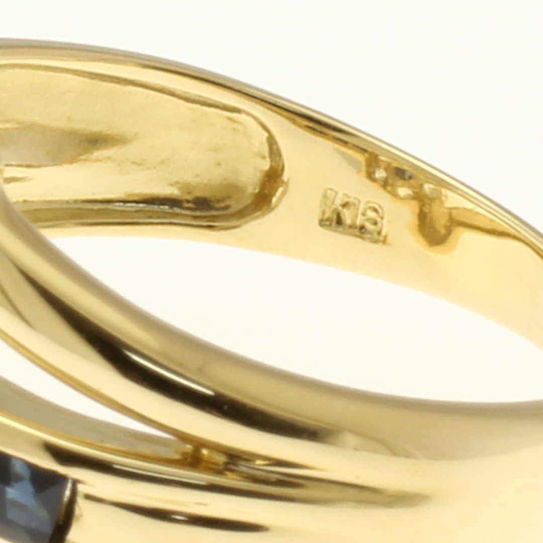 リング 指輪 12号 花 フラワー 18金 K18イエローゴールド サファイア レディース 中古 レディースのアクセサリー(リング(指輪))の商品写真