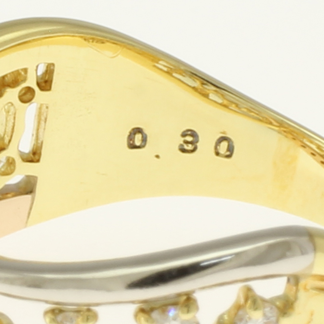 リング 指輪 11.5号 18金 K18イエローゴールド K18WG PT900 プラチナ ダイヤモンド 0.30ct レディース 中古 レディースのアクセサリー(リング(指輪))の商品写真