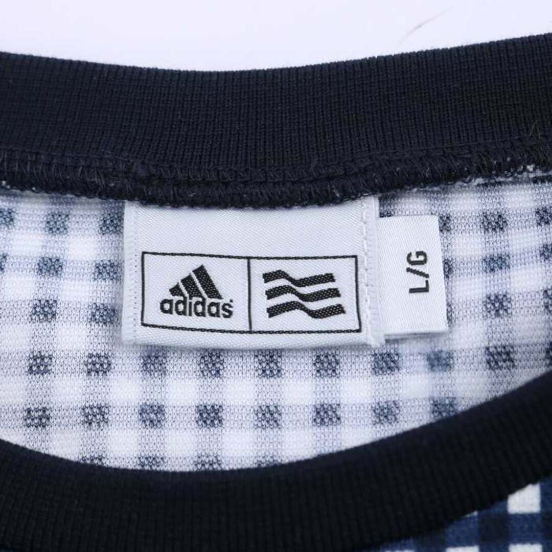 adidas(アディダス)のアディダス Tシャツ 長袖 チェック柄 スポーツウエア トップス メンズ Lサイズ ネイビー adidas メンズのトップス(Tシャツ/カットソー(七分/長袖))の商品写真