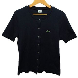 ラコステ(LACOSTE)のラコステ カーディガン 胸ロゴ クルーネック 半袖 42 約M ネイビー(シャツ/ブラウス(半袖/袖なし))