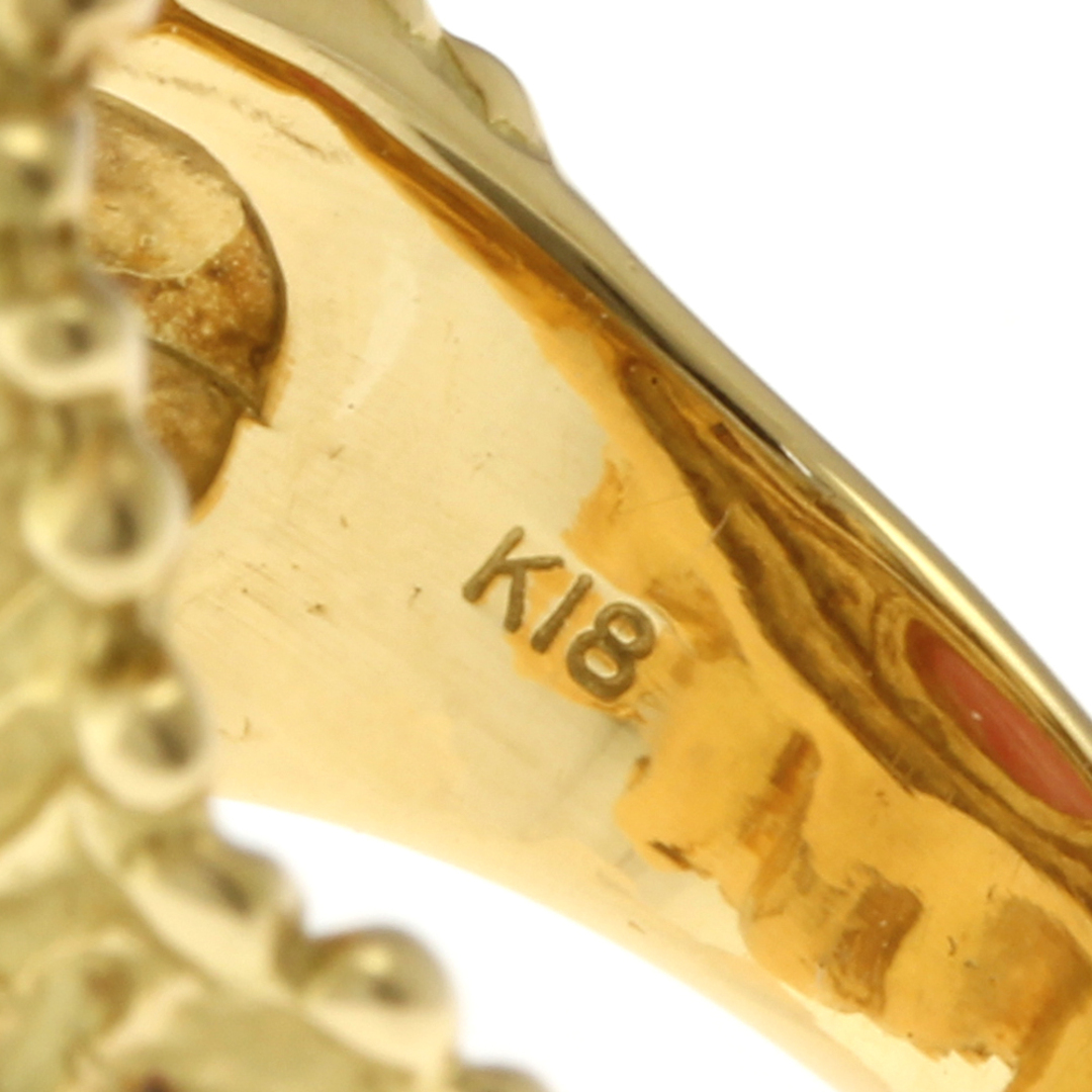 リング 指輪 17号 大ぶり 18金 K18イエローゴールド ロードクロサイト レディース 中古 レディースのアクセサリー(リング(指輪))の商品写真