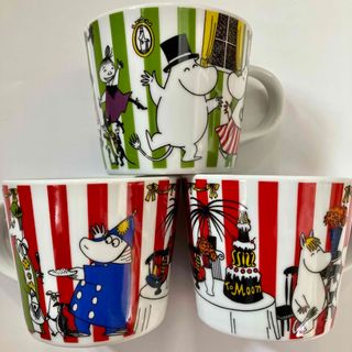 ムーミン(MOOMIN)の新品 MOOMIN ムーミン スープマグ マグカップ 陶器製 赤と緑 ストライプ(グラス/カップ)