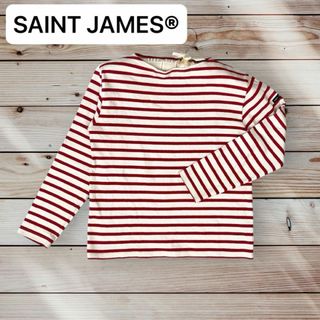 セントジェームス(SAINT JAMES)のSAINT JAMES ウェッソン・ボーダー 長袖 カットソー 赤　XS(Tシャツ(長袖/七分))