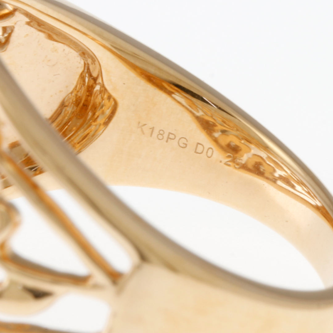 リング 指輪 11.5号 花 フラワー 大ぶり 透かし 18金 K18ピンクゴールド ダイヤモンド 0.25ct レディース 中古 レディースのアクセサリー(リング(指輪))の商品写真