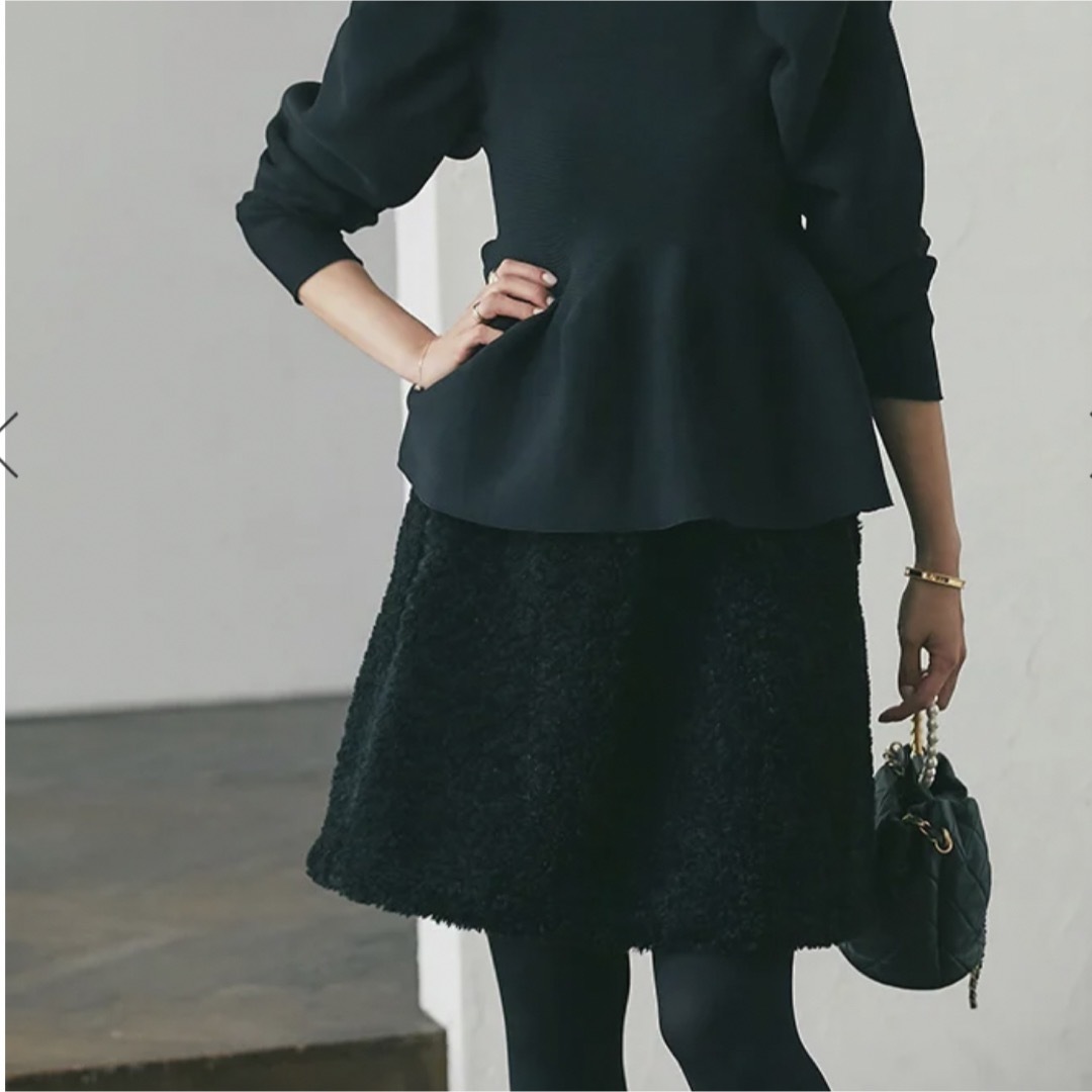 【美品】セブンテン SEVENTEN ♡ ボアスカート ブラック レディースのスカート(ひざ丈スカート)の商品写真