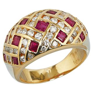 美品 K18YG イエローゴールド リング 指輪 ルビー 1.56ct ダイヤ 0.90ct 【1-0132538】(リング(指輪))