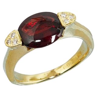 K18YG イエローゴールド リング 指輪 ガーネット 2.60ct ダイヤ 0.05ct 【1-0133458】(リング(指輪))