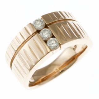 リング 指輪 10.5号 幅広 18金 K18ピンクゴールド ダイヤモンド 0.30ct レディース 中古(リング(指輪))