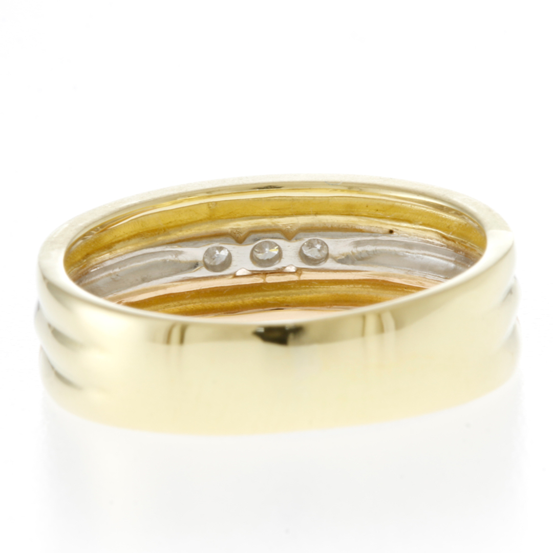 リング 指輪 10号 3カラー 18金 K18イエローゴールド K18ピンクゴールド プラチナ Pt900 ダイヤモンド 0.10ct レディース 中古 レディースのアクセサリー(リング(指輪))の商品写真