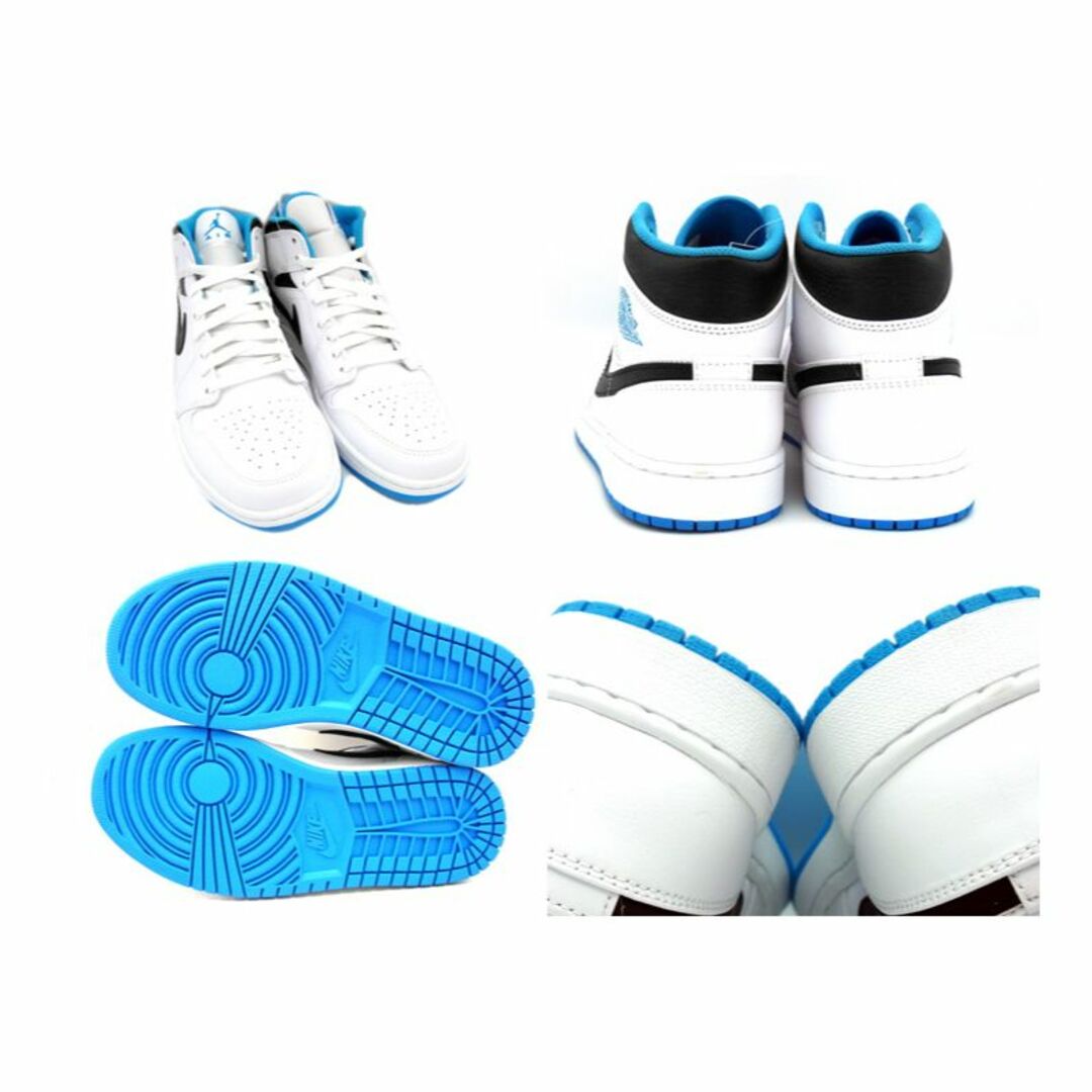 NIKE(ナイキ)のナイキ NIKE ■ 【 AIR JORDAN 1 MID White Laser blue 554724 141 】 エア ジョーダン 1 ミッド ホワイト レーサー ブルー スニーカー　f20442 メンズの靴/シューズ(スニーカー)の商品写真