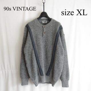 ヴィンテージ(VINTAGE)の90s ヘンリーネック フリース スウェット トレーナー XL セーター ニット(スウェット)