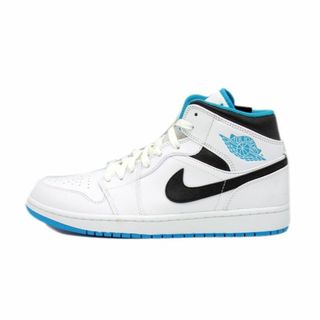 ナイキ(NIKE)のナイキ NIKE ■ 【 AIR JORDAN 1 MID White Laser blue 554724 141 】 エア ジョーダン 1 ミッド ホワイト レーサー ブルー スニーカー　f20443(スニーカー)