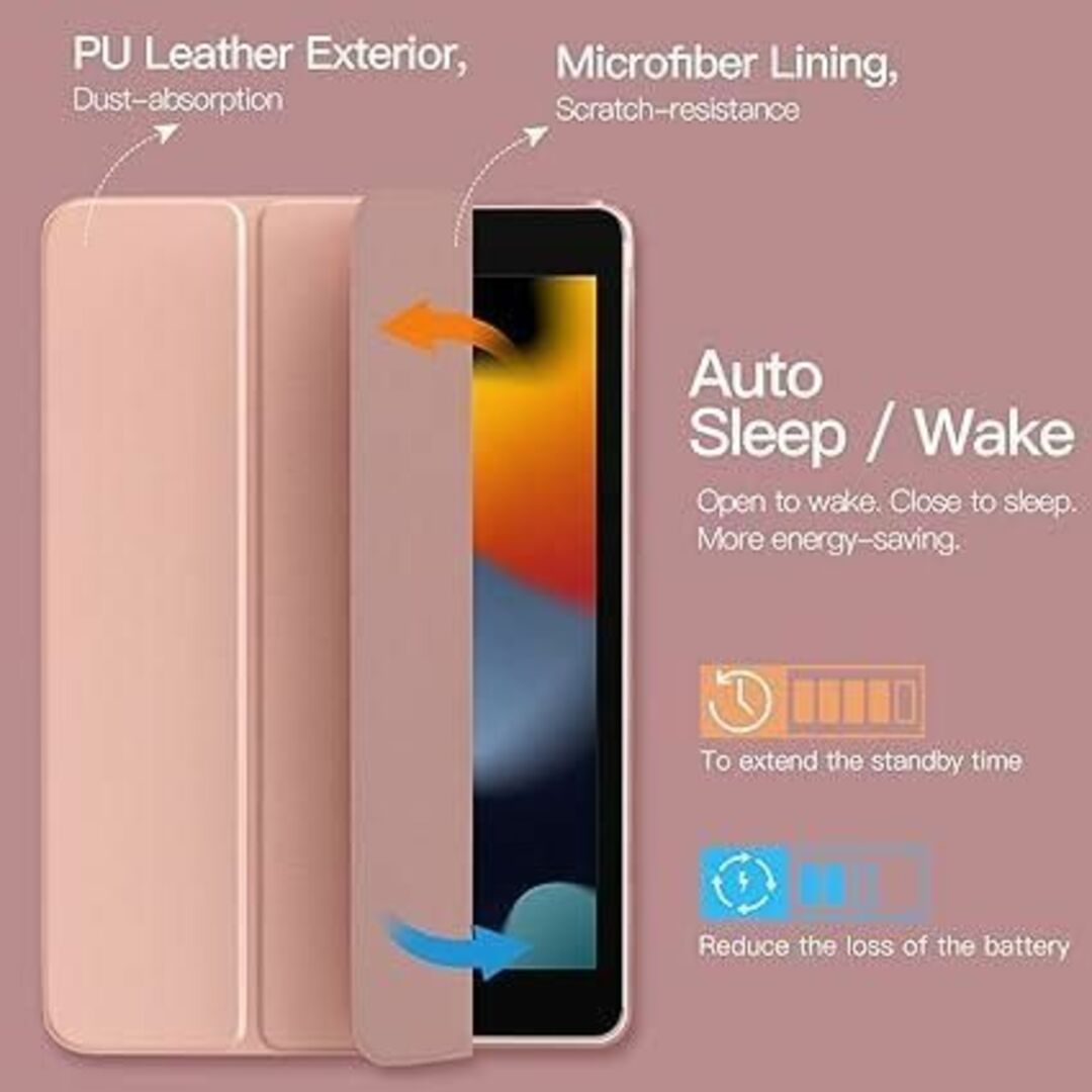 【✨人気色✨】iPad 10.2 ケース　訳アリ　ピンク　スタンド　カバー スマホ/家電/カメラのスマホアクセサリー(モバイルケース/カバー)の商品写真