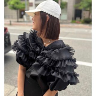 ドゥロワー(Drawer)のrosymonster decorative tulle blouse  黒新品(シャツ/ブラウス(半袖/袖なし))