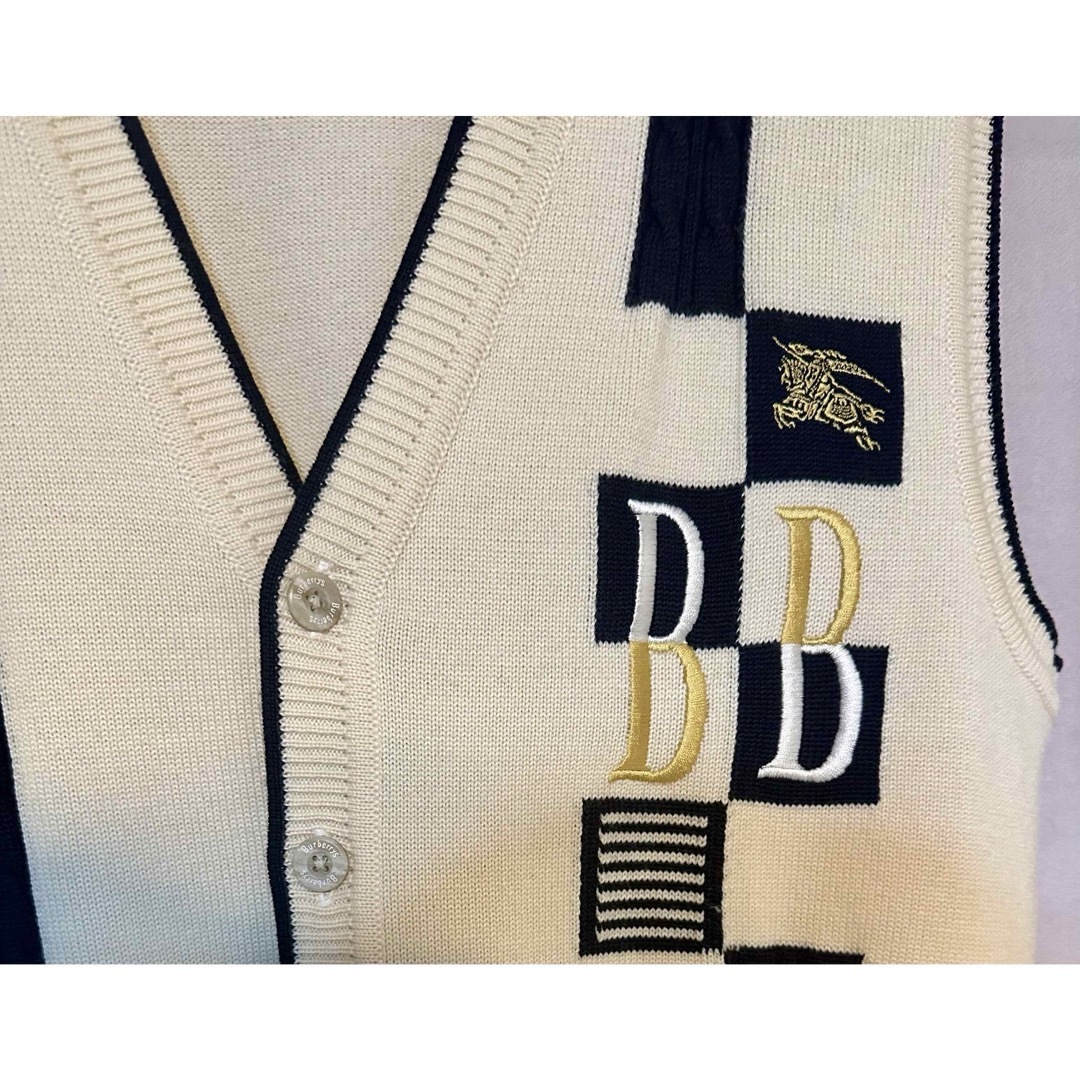 BURBERRY(バーバリー)のバーバリーズ 90s ホースロゴ リブ ケーブル ウールニットベスト メンズのトップス(ベスト)の商品写真