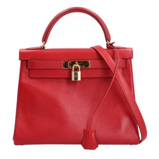 エルメス(Hermes)のエルメス ケリー28 ショルダーバッグ レザー レッド レディース HERMES 中古 エルメス(ショルダーバッグ)