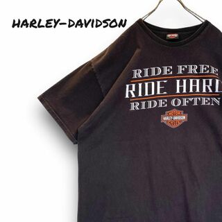 ハーレーダビッドソン(Harley Davidson)の希少！HARLEY-DAVIDSON　ビンテージ 半袖Ｔシャツ XLサイズ 黒(Tシャツ/カットソー(半袖/袖なし))