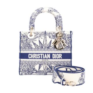 ディオール(Dior)のクリスチャンディオール レディD-LITEミディアム レディディオール ショルダーバッグ キャンバス M05650 ブルー レディース Christian Dior  中古(ショルダーバッグ)