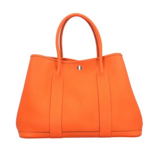 エルメス(Hermes)のエルメス ガーデンパーティPM トートバッグ レザー オレンジ レディース HERMES  中古(トートバッグ)