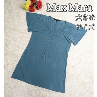 マックスマーラ(Max Mara)のMax Mara 襟刺繍ドレープカットソー 大きめサイズ(Tシャツ(半袖/袖なし))