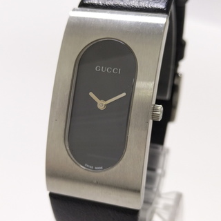 グッチ(Gucci)のGUCCI レディース 腕時計 クオーツ SS 革 ブラック文字盤 2400L(腕時計)