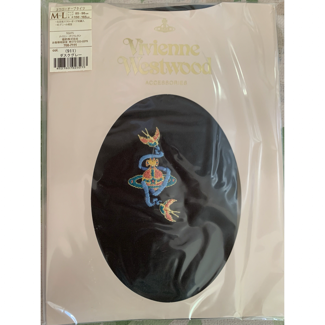 Vivienne Westwood(ヴィヴィアンウエストウッド)のヴィヴィアンウエストウッド　スワロー刺繍　タイツ　グレー レディースのレッグウェア(タイツ/ストッキング)の商品写真
