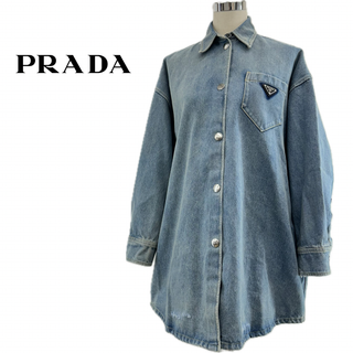 プラダ(PRADA)の【PRADA】【オーバーサイズデニムシャツ ロゴプレート インディゴ 国内正規品】(シャツ/ブラウス(長袖/七分))