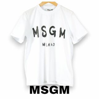 エムエスジイエム(MSGM)の【新品】 MSGM　ブラッシュロゴ　レディースTシャツ　ホワイト　サイズM(Tシャツ(半袖/袖なし))