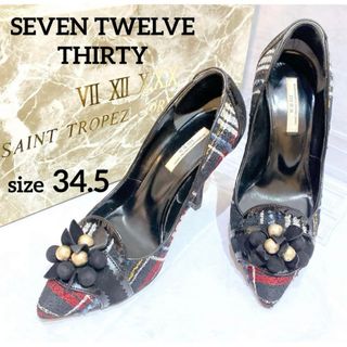 セブントゥエルヴサーティ(SEVEN TWELVE THIRTY)の【美品】☆SEVEN TWELVE THIRTY☆パンプス☆チェック☆34.5☆(ハイヒール/パンプス)