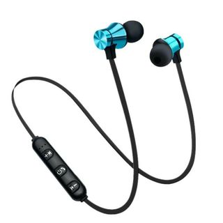 Bluetoothマグネットイヤホン メタリックブルー(ヘッドフォン/イヤフォン)