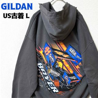 ギルタン(GILDAN)のUS古着 ギルダン スウェットパーカー レーシング プリント BOYER41 (パーカー)