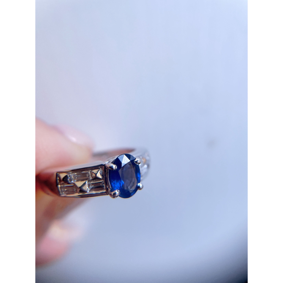 【新品鑑別付】0.9ct サファイア0.35ダイヤモンド　Pt900 リング レディースのアクセサリー(リング(指輪))の商品写真