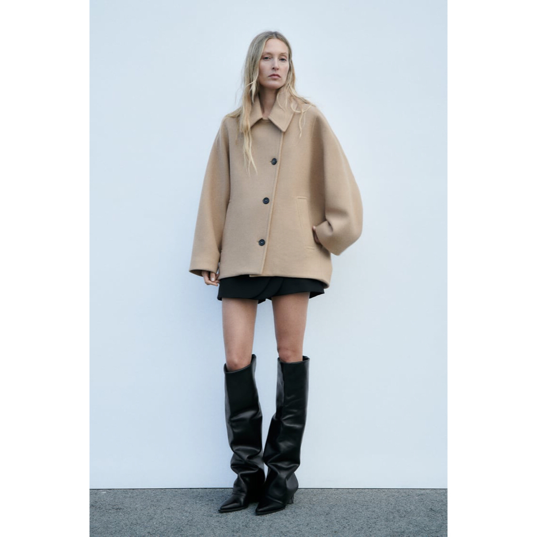 ZARA - ZARA ショート ウールブレンド コート ゴールデン ZARA - ZARA ショート ウールブレンド コート ゴールデン