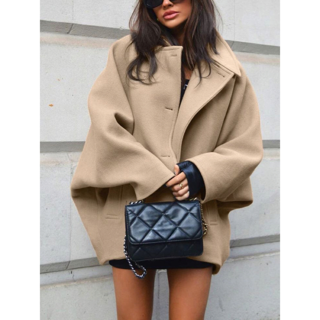 ZARA - ZARA ショート ウールブレンド コート ゴールデン ZARA - ZARA ショート ウールブレンド コート ゴールデン